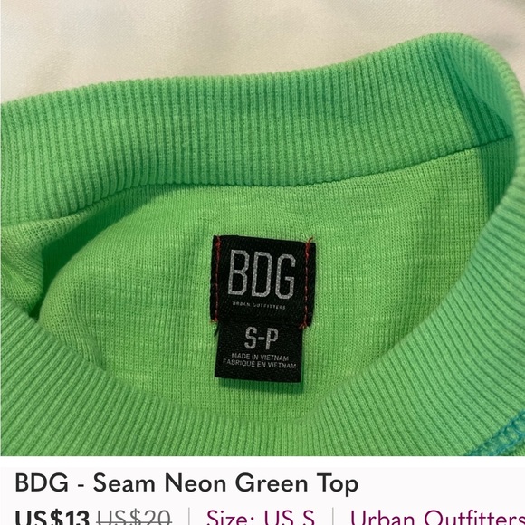 BDG green top seam out - Picture 2 of 2